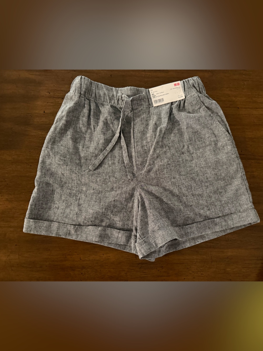 Uniqlo Women's Light Gray High-Waist Linen-Blend Shorts